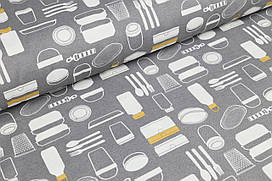 Дак/ панама Кухня, сірий фон (залишок 1.70+0.70 мп)