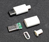 Штекер USB TYPE-C 24P Android из белого пластика, разборной