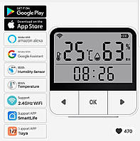 Умный датчик измирения температуры и влажности Tuya Smart Life Alexa Google Home