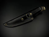 Ніж ручної роботи «Тризуб #1» з гербом України зі шкіряними піхвами нескладний 95Х18, фото 8