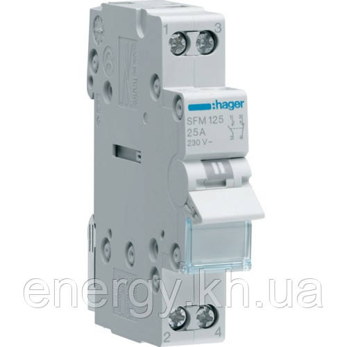 Перемикач 2-х контурний 1НО+1НЗ, 25А/230В, Hager SFM125, фото 1