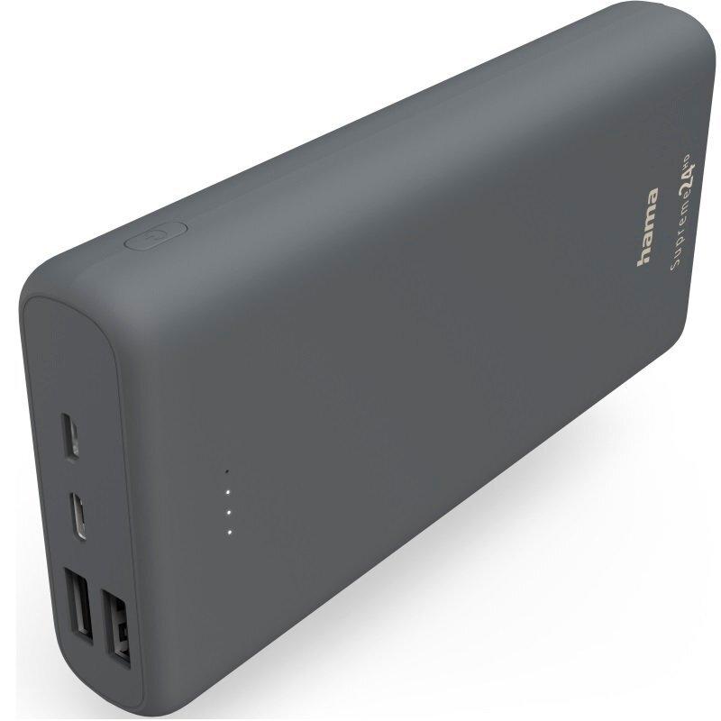 Зовнішній акумулятор-повербанк HAMA Supreme 24HD Power Pack 24000 mAh Grey
