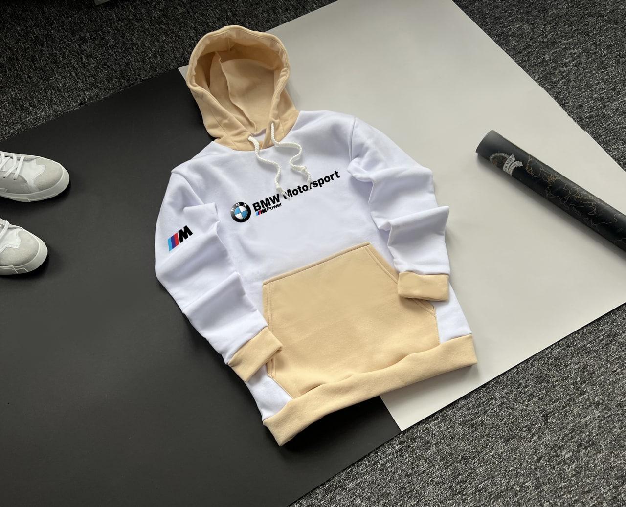 Толстовка чоловіча зимова Bmw motorsport тепла з начосом біла кофта чоловіча зимова на флісі