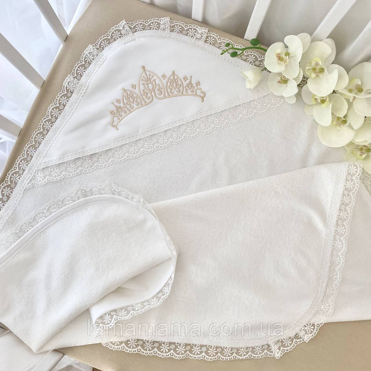 Махрова крижма для хрещення "Діадема" Махра Молочний/беж 80х90 см BetiS, фото 1