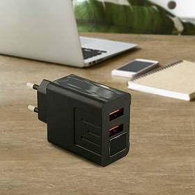 Адаптер на 2 USB з дисплеєм та підтримкою fast charge, CX QC03