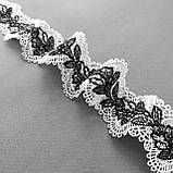 Ажурне мереживо макраме чорно-білого кольору, ширина 4,5 см., фото 4