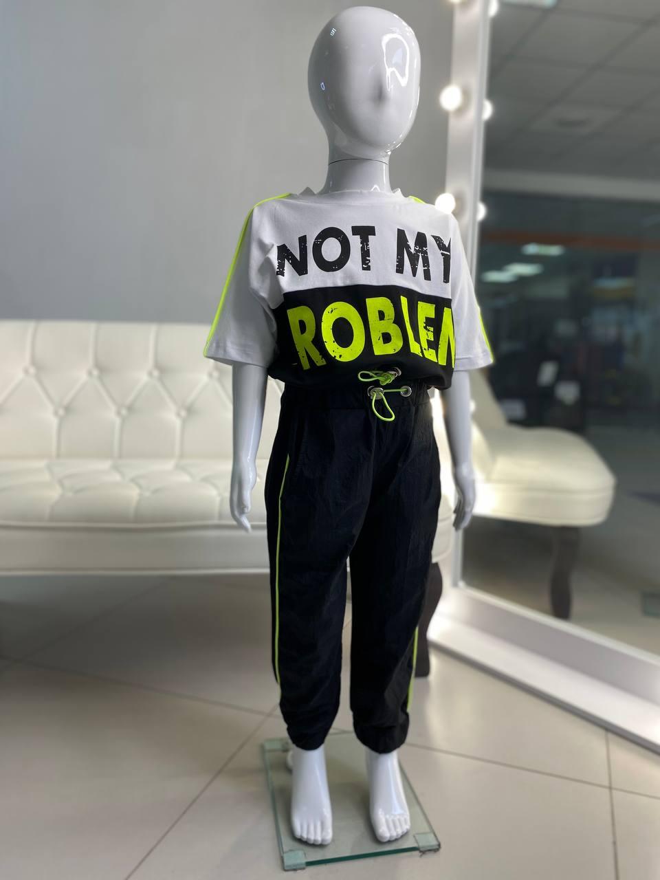 Комплект для дівчинки біла футболка + штани Чорні 5066, Smile, Чорно-Білий, Для дівчаток, Літо, 110, фото 1