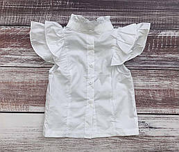 Літня блузка з коротким рукавом на девочку рюшей Біле Лето С-00013 34, Белый, Девочка, Лето, 5 , 1 год