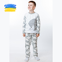 Детская теплая пижама для мальчиков и девочек Удобная домашняя одежда для сна серая Пижама для дома на зиму