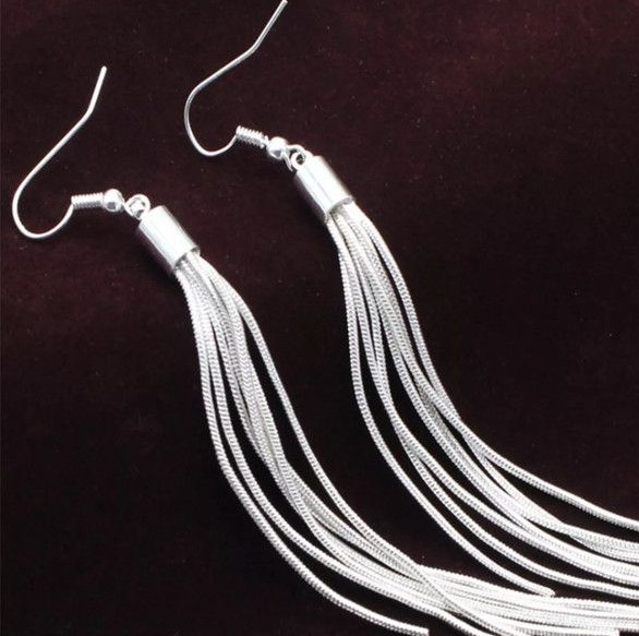Сережки-підвіски зі стерлінгового срібла з пензликом