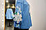 Вишиванка жіноча з довгим рукавом - реглан, вишивка - лілія, Онікс, колір - блакитний., фото 2
