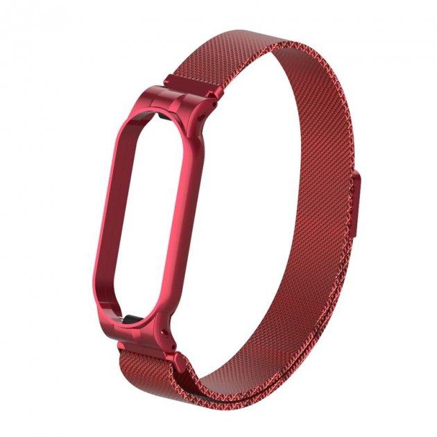 Браслет для Xiaomi Mi Band 5 / 6 Metal Magnetic Red