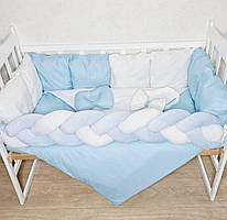 Комплект білизни з бортиком косичкою в ліжечко для новонароджених 6 в 1