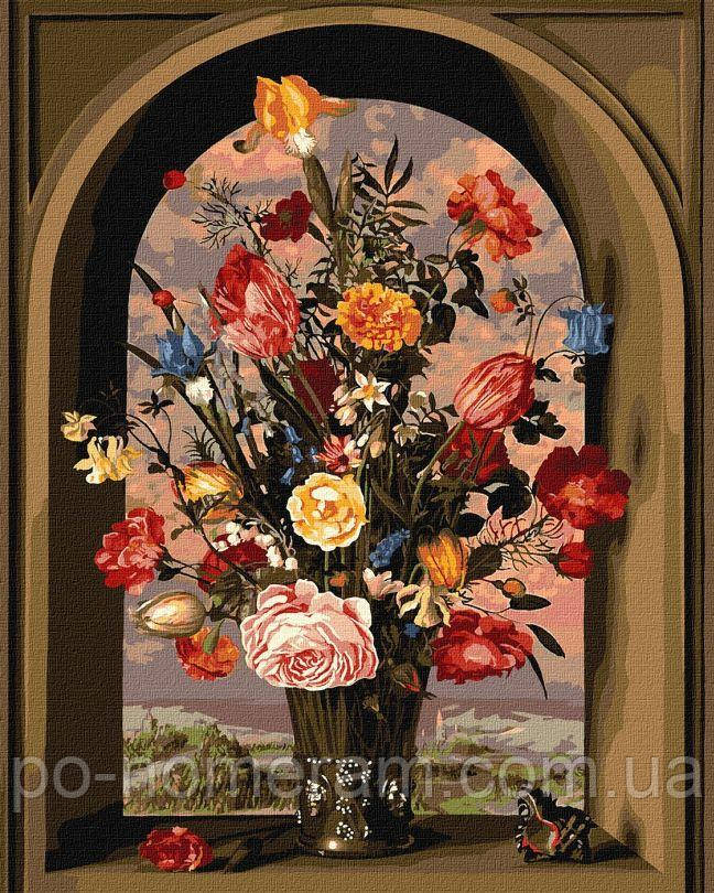 Акційна Малювання по номерам Ідейка Композиція з квітів ©Ambrosius Bosschaert de Oude (KHO2075) 40 х 50 см, фото 1