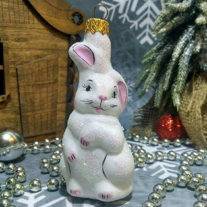 Скляна ялинкова іграшка Заєць