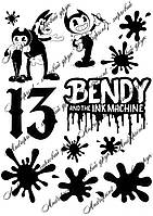 Їстівна картинка Бенді, Bendy And the ink machine "РАЗНА" цукрова та вафельна картинка а4