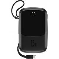 Павербанк Power Bank Baseus Qpow10000mAh 15W Black (вмонтований кабель Type-C)