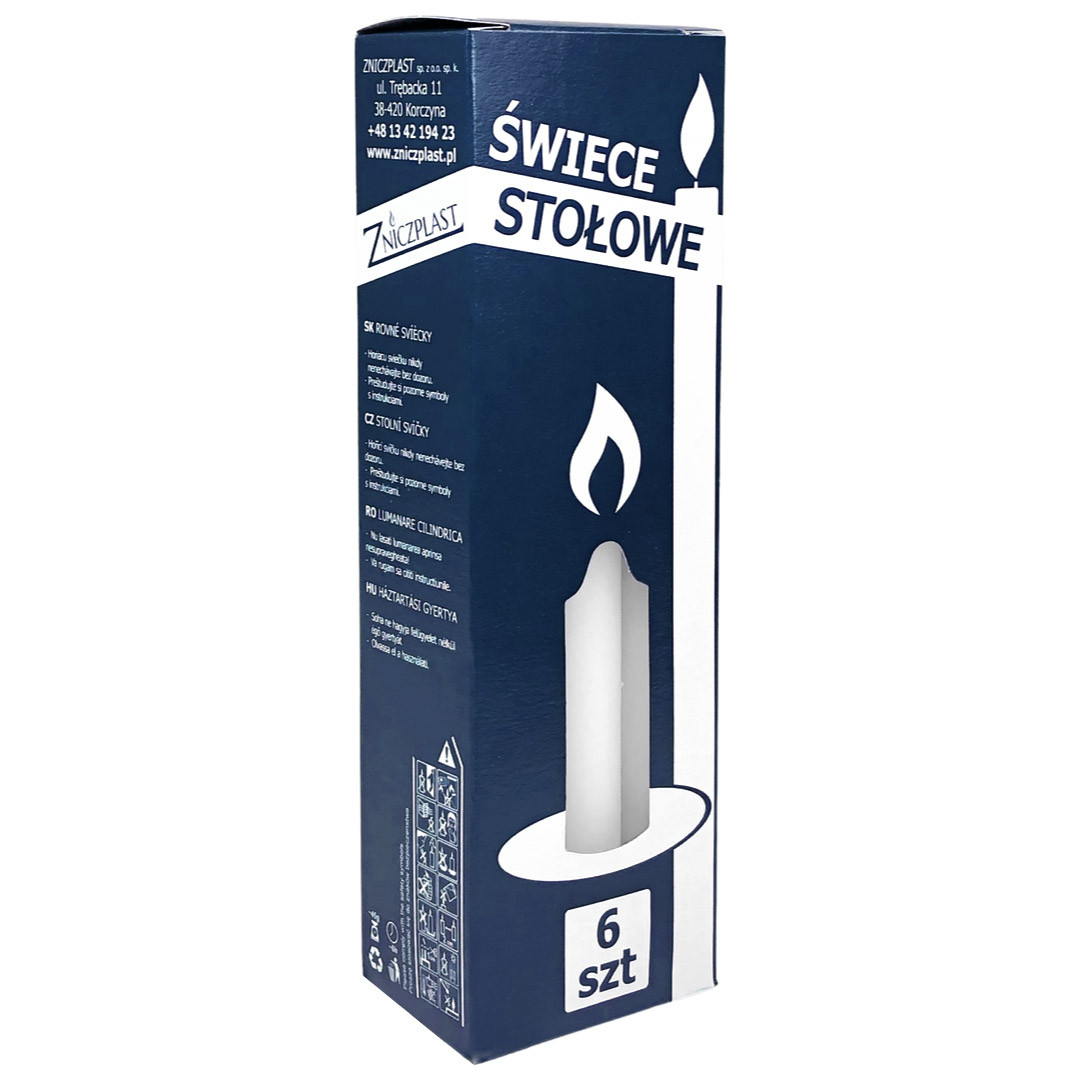 Свічки декоративні білі Zniczplast упаковка 6 шт, фото 1