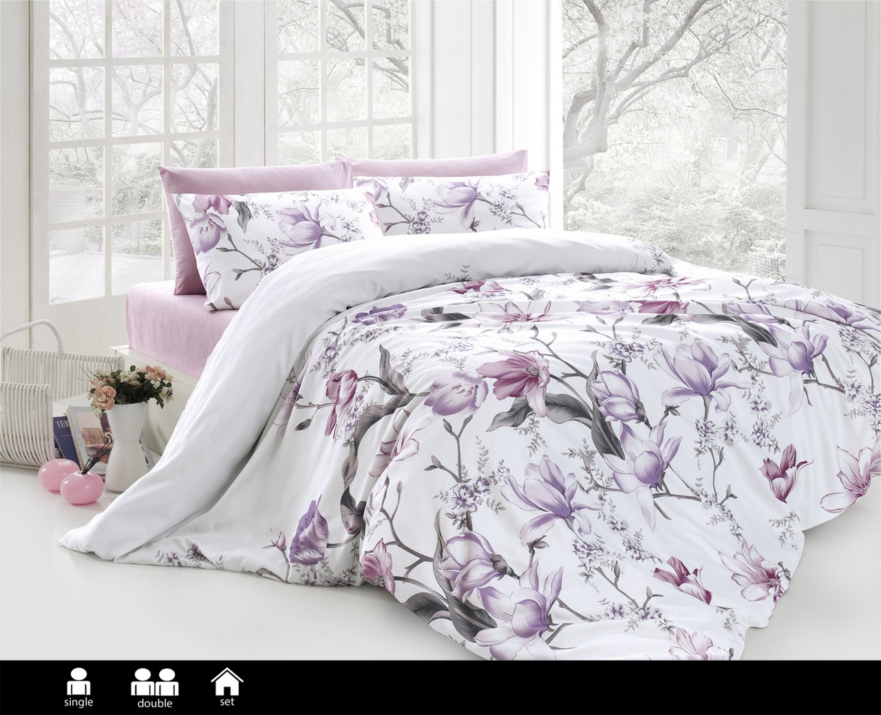 Сімейна Турецька Постільна білизна First Choice Layla Lilac Ранфорс