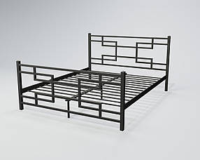 Ліжко металеве Фавор із підніжкою Коричнева 120*190 см (TeneroTM) Чорний оксамит, 180х200