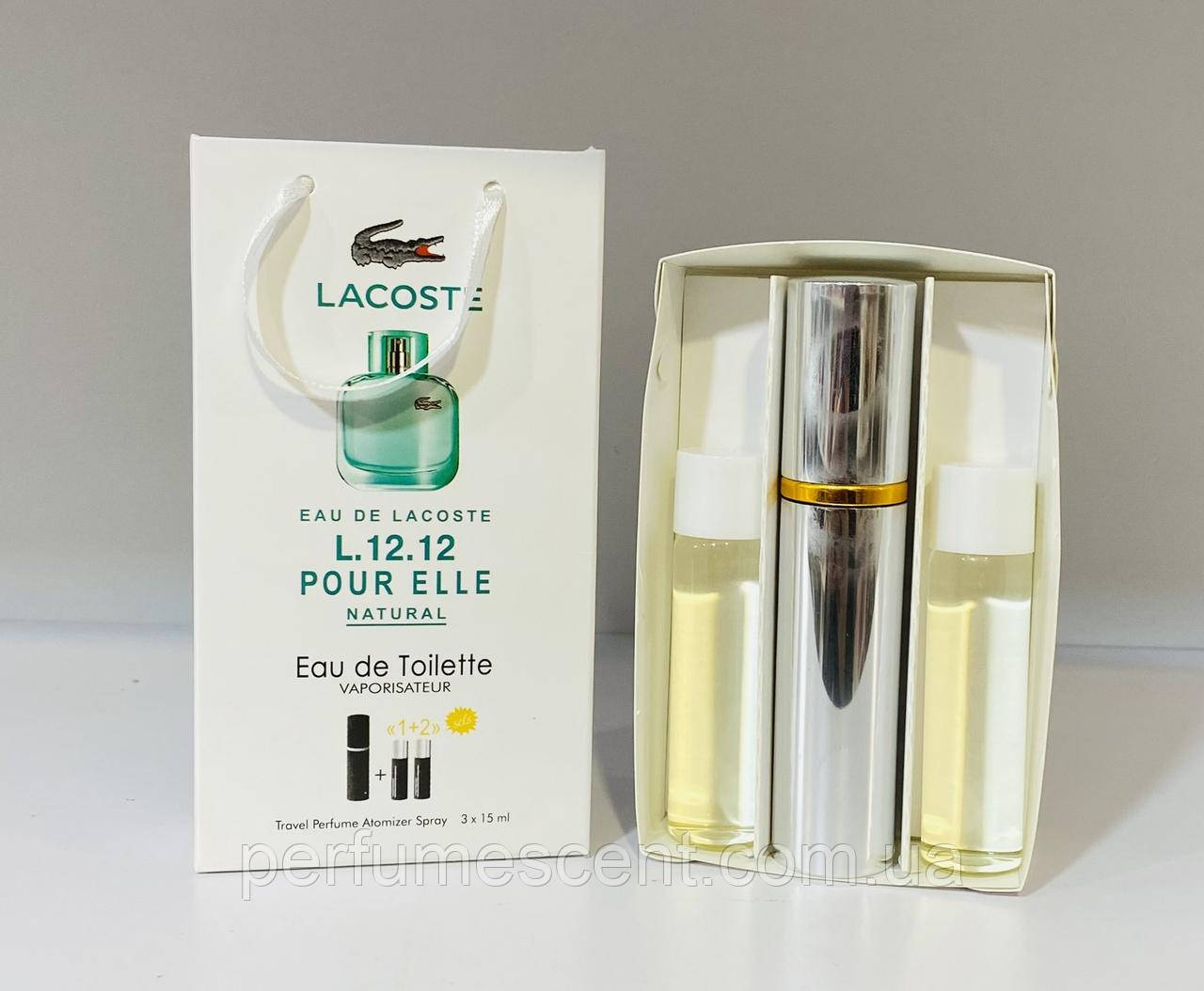 Жіночий подарунковий набір 45 мл Lacoste Eau De L.12.12 Pour Elle Natural