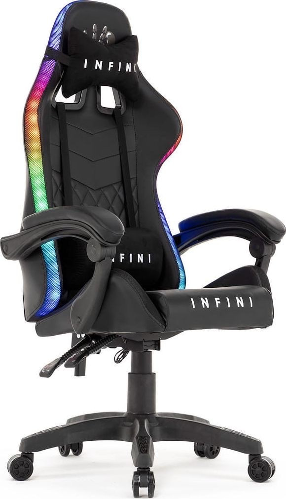 Крісло геймерське Infini Five чорне з LED підсвіткою ігрове, фото 1