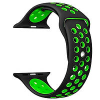 Ремінець силіконовий NIKE для Apple Watch 42 44 | 45 мм LARGE SIZE 10_BLACK-GREEN