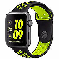 Ремінець силіконовий NIKE для Apple Watch 42 44 | 45 мм LARGE SIZE 2_BLACK-LIGHT_GREEN