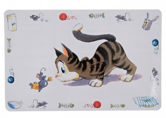 Килимок Comic cat під миску для їжі (кішка) 44 х 28 см, Trixie TX-24544