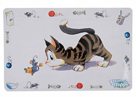 Килимок Comic cat під миску для їжі (кішка) 44 х 28 см, Trixie TX-24544