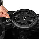 Дитячий електромобіль двомісний Вантажівка Mercedes Actros, шкіряне сидіння, EVA колеса, чорний, фото 5