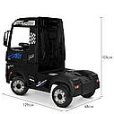 Дитячий електромобіль двомісний Вантажівка Mercedes Actros, шкіряне сидіння, EVA колеса, чорний, фото 9