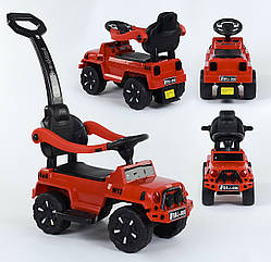 Машинка толокар 2 в 1, Tesla, музичний кермо, багажник, знімна ручка, каталка толокар