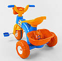 Триколісний велосипед Pilsan 07-169 БЛАКИТНИЙ з помаранчевим, пластикові колеса з гумовою накладкою кошик, фото 3