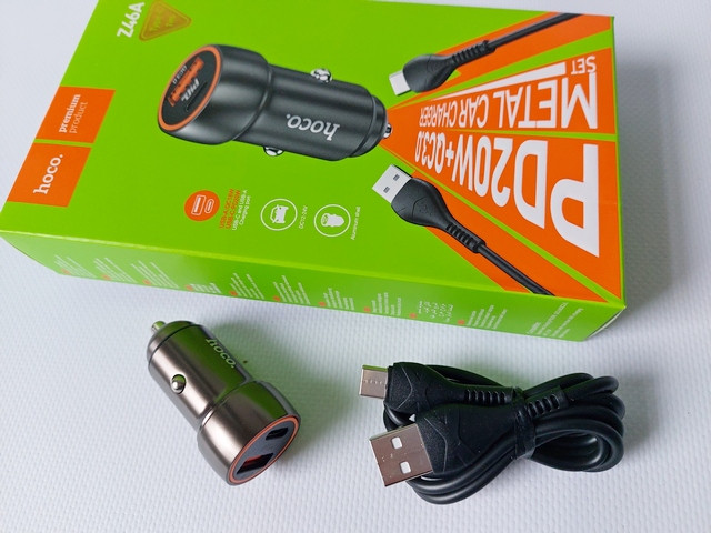Зарядний пристрій автомобільний 1USB 3А+кабель Type-C (Hoco) Z46A