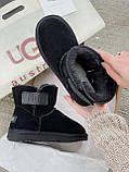 Уги жіночі Ugg Black чорні натуральна замша з хутром теплі на зиму короткі, фото 4