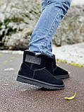 Уги жіночі Ugg Black чорні натуральна замша з хутром теплі на зиму короткі, фото 9