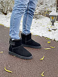 Уги жіночі Ugg Black чорні натуральна замша з хутром теплі на зиму короткі, фото 10