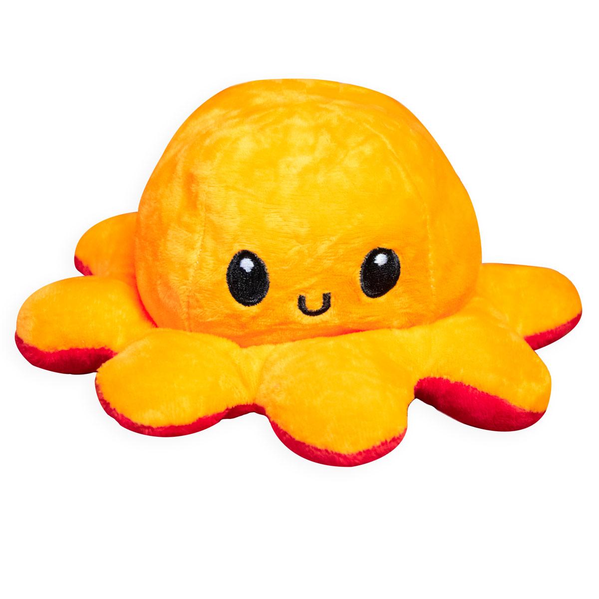 Двусторонняя игрушка осьминог перевёртыш, плюшевый грустный осьминог настроение 2 в 1 Красно-оранжевый (TS) - фото 3 - id-p1451956080