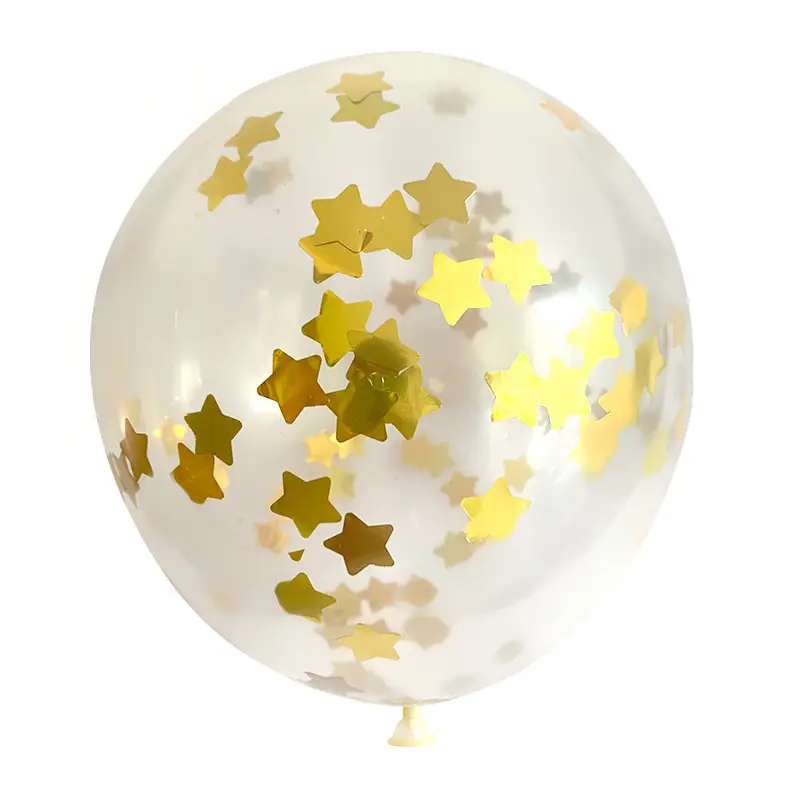 Повітряна кулька 12" (30см) з конфеті зірочки | Золото