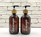Набір дозаторів для ванної "Аргентина" коричневий пластик дерево 500-300 мл (5 шт.) укр, фото 4