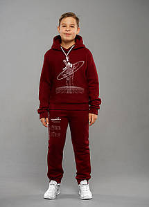 Костюм спортивний для хлопчика підліток дитячий теплий тринітка з начесом Eliot Бордовий Tiaren