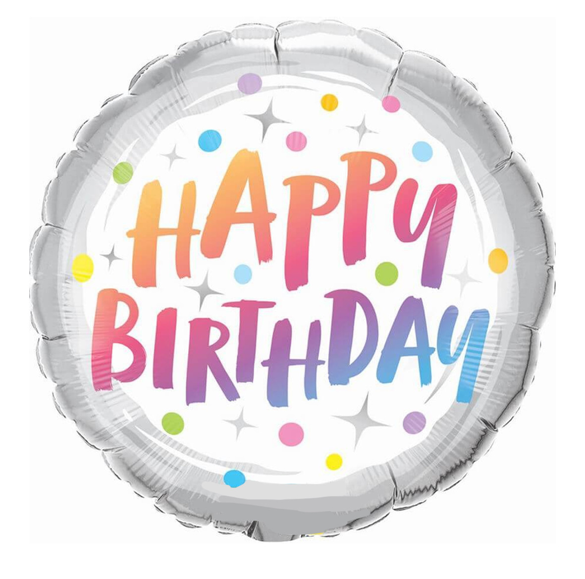 Фольгована кулька круг "Happy Birthday градієнт" срібна 18"(45см) 1шт.