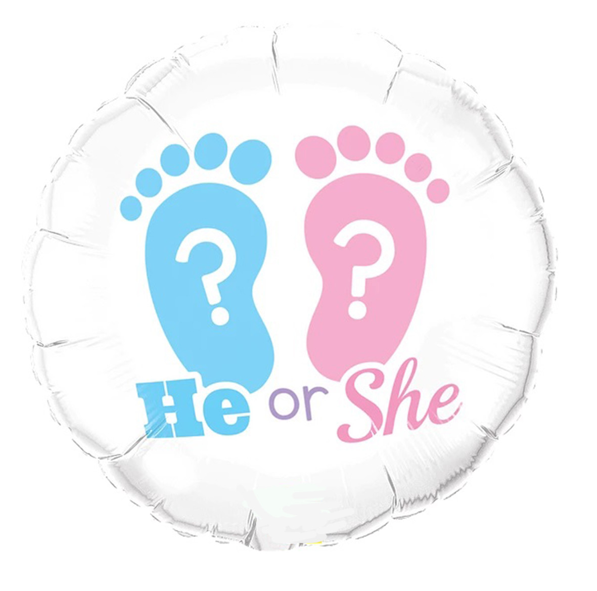 Фольгована кулька круг "He or She" біла 18"(45см) 1шт.