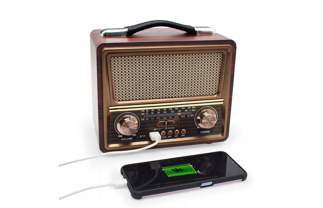 Портативное ретро радио M FM SW Retropolis Seattle Old Retro Radio Bluetooth Powerbank 1200 USB