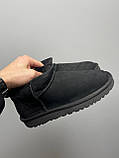 Уги жіночі Ugg Ultra Mini Black чорні натуральна замша з хутром теплі на зиму короткі стильні, фото 5