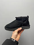 Уги жіночі Ugg Ultra Mini Black чорні натуральна замша з хутром теплі на зиму короткі стильні, фото 6