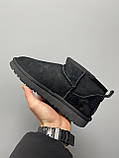 Уги жіночі Ugg Ultra Mini Black чорні натуральна замша з хутром теплі на зиму короткі стильні, фото 7
