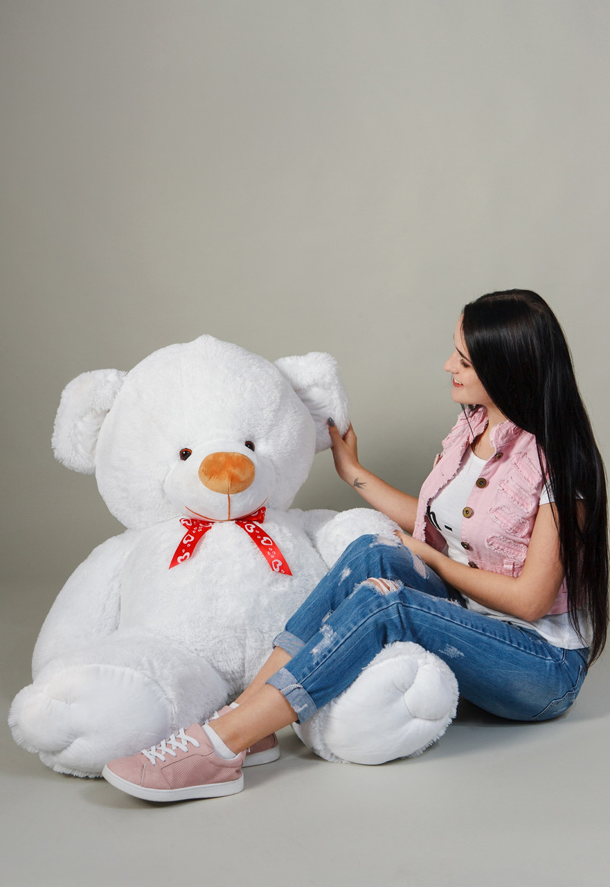 Якісний подарунок плюшевий ведмідь 150 см м'які плюшеві ведмедики оригінальний подарунок у білому кольорі