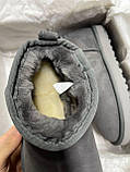Уги жіночі Ugg Ultra Mini Grey сірі натуральна замша з хутром теплі на зиму короткі стильні, фото 2